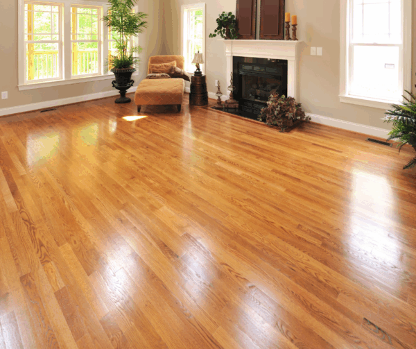 Spacious living room featuring hardwood flooring and a cozy seating area